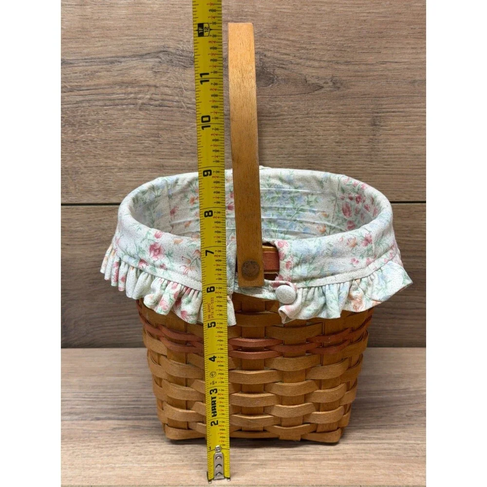 Longaberger Mothers Day Basket 2001 Vintage Blossoms Cloth Liner Plastic Insert